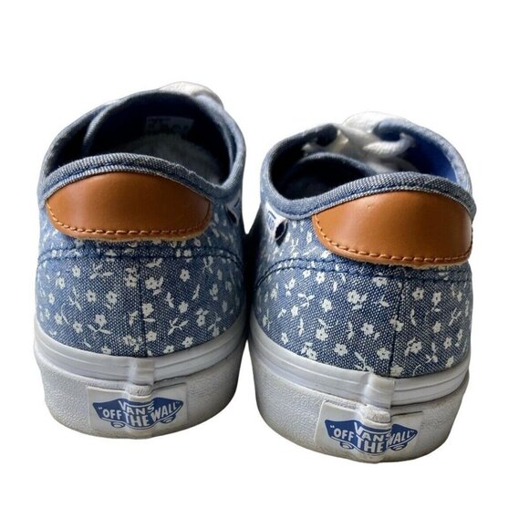 VANS Women's Shoes 7 Blue White Floral Print Lace Up Canvas Low Top Low Top - Picture 5 of 10